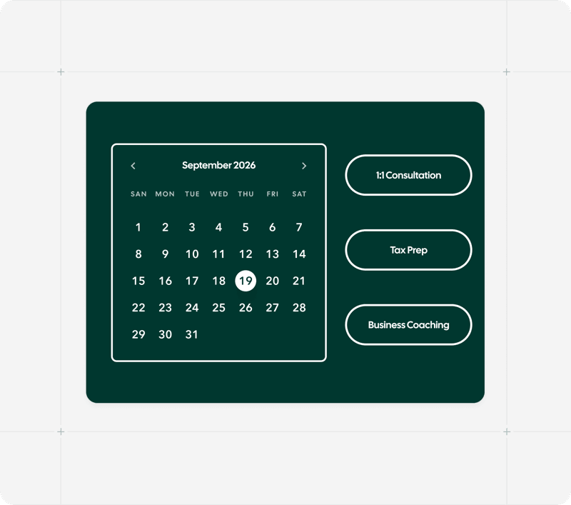 Let clients book their next session in seconds